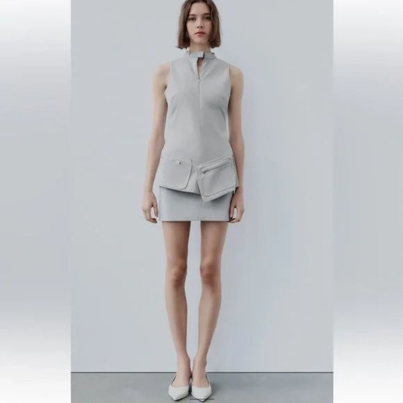 ZARA BELTED SHORT DRESS WITH POCKETS - Picture 6 of 11